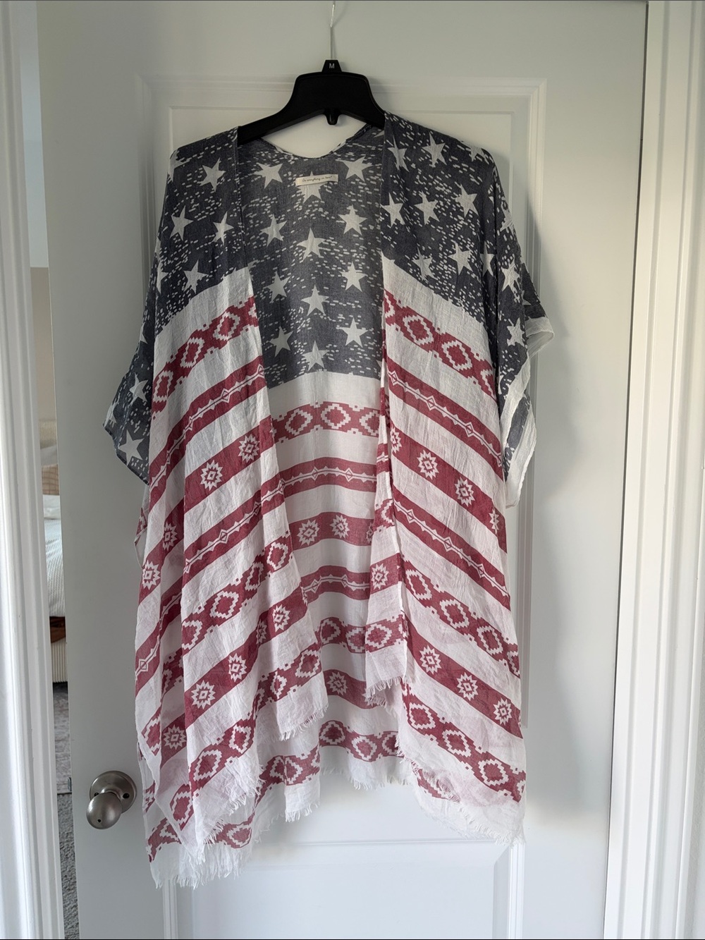 Patriotic Red, White & Blue Stars & Stripes Kimono